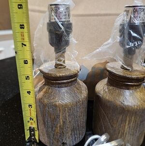 Rustic Wood Table Lamp Base Pair - Brown